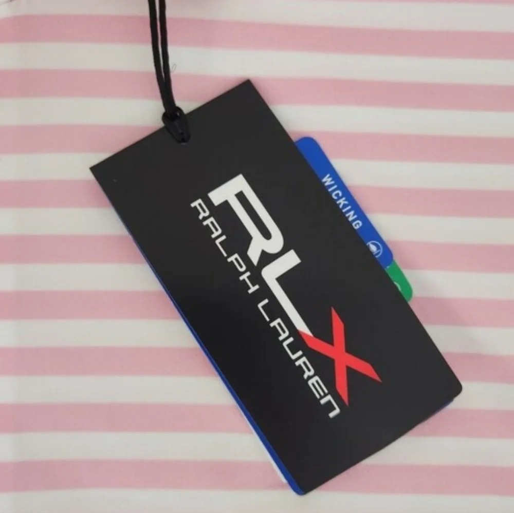 NWT Men's RLX Ralph Lauren Light Pink Striped Polo Shirt